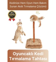 Özel Üretim Dayanıklı Eğlenceli 14x14 cm En 26 cm Yükseklik Sesli Oyuncaklı Kedi Tırmalama Tahtası