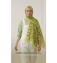 Şehri Şal Bambu Kraş Şal 6371 Yeşil