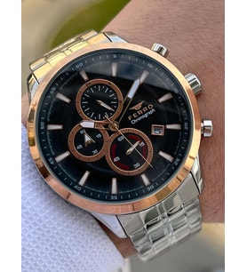 Ferro Çelik Kordon İç Fonksiyonları Aktif Chronograph 30 Mt Su Geçirmez Erkek Kol Saat EFM31377-E2