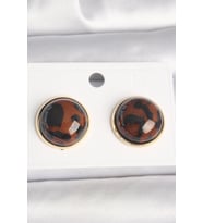 Pirinç Gold Renk 3D Daire Leopar Model Kadın Küpe - Tj-Bkp10347