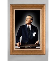 Altın Varaklı Paspartulu Çerçeveli Atatürk Tablo nt600