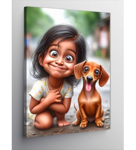 Kanvas Tablo Sevimli Kız Ve Köpek
