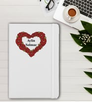 Kişiye Özel Çiçekli Kalp Baskılı İsme Özel Defter