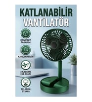 Şarjlı Katlanabilir Mini Vantilatör – 3 Hız Kademeli ve Telefon Standlı