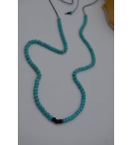 STONEAGE JEWELLERY Turkuaz ve Oniks Taşlı Metalsiz Kolye (Altın / Dore)