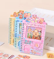 Capybara Otomat Defter – Jetonlu Stickerlı Sevimli Defter (Mavi)
