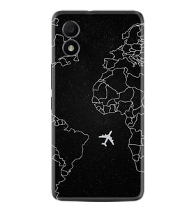 TCL 303 Kılıf Resimli Desenli Silikon Platinium Series Black Plane 1868