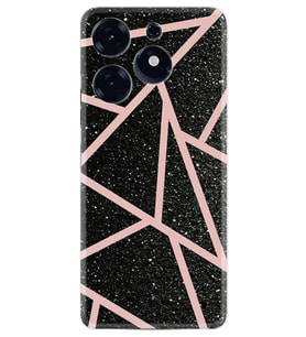 Spark 10 Pro Kılıf Resimli Desenli Baskılı Silikon Pembe Şeritli Mermer 1312