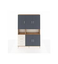 Arges Dolap 7 Raflı 4 Çekmeceli 5 Kapaklı 132x30x195 Çam-Antrasit/Aytaşı