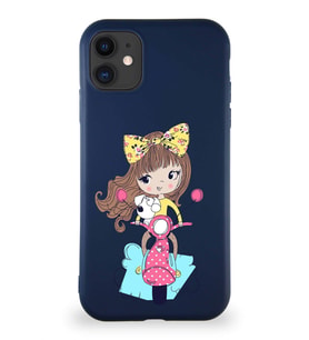 Apple iPhone 11 Soft Premier Kapak Vespagirl Tasarımlı Silikon Kılıf - Lacivert (Şeffaf)