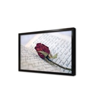 Kitabın Arasındaki Gül Çerçeveli Cam Tablo