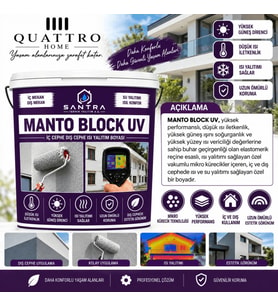 Manto Block UV İç ve Dış Cephe Isı Yalıtım Boyası 18 KG– Mikro Kürecikli, Güneşe Dayanıklı, Su Yalıtım Özellikli
