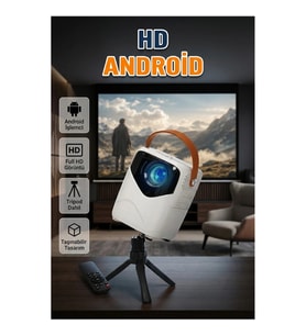 Android İşletim Sistemli Portatif Projeksiyon – 1080P, 32 GB Hafıza, WiFi ve Bluetooth