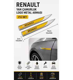 Renault Metal Damla Desen Çamurluk Yan Çıtası Logo Amblem 2’li Set 15 CM