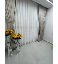 NİVEMESHOME BEYAZ YAĞMUR TÜL PERDE 1/3 SIK PİLE