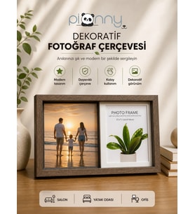 Pionny 2 Fotoğraflı Büyük Boy Sürgülü Dekoratif Ahşap Çerçeve 13x18 cm – Koyu Kahve