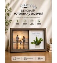 Pionny 2 Fotoğraflı Büyük Boy Sürgülü Dekoratif Ahşap Çerçeve 13x18 cm – Koyu Kahve