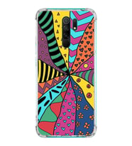 PrintiFy Xiaomi Redmi 9 Uyumlu Retro Color 4 Baskılı Şeffaf Köşe Korumalı Antişok Kılıf