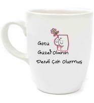 Götü Güzel Olanın Derdi Çok Olurmuş Krem Oval Kupa - Hediyelik Kupa Fincan Mug