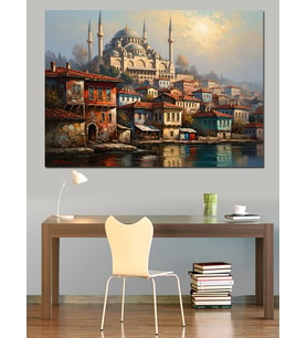 İstanbul Boğazı Ve Tarihi Evler Dekoratif Kanvas - Mdf Ahşap Tablo