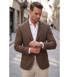 DeepSEA Erkek Slim Fit Ekose Mavi Blazer Ceket – Astarlı Kışlık Şık Spor Ceket 2702420