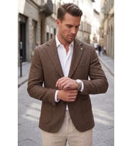 DeepSEA Erkek Slim Fit Ekose Mavi Blazer Ceket – Astarlı Kışlık Şık Spor Ceket 2702420
