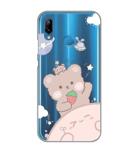 Huawei P20 Lite Uyumlu Tatlı Ayıcık Desenli Şeffaf Telefon Kılıfı