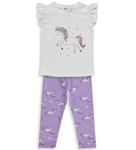 Civil Girls Unicorn Baskılı 2-5 Yaş Takım - Lila
