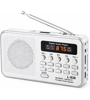 Şarjlı Taşınabilir FM Radyo Dijital Ekranlı USB/TF/SD/AUX Destekli BL-5C Bataryalı Cep Radyosu (Beyaz)