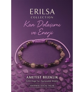 Sertifikalı Kan Dolaşımı ve Enerji Bilekliği – Ametist & Terahertz (6 mm) (Çok Renkli)