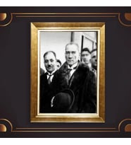 Altın Varaklı Çerçeveli Paspartulu Atatürk Tablo z4969 (Gold)