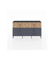Arges Konsol 2 Raflı 6 Çekmeceli 4 Kapaklı 176x30x99 Antrasit-Çam/Antrasit