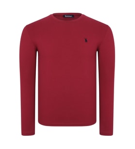 T9588 DEWBERRY BİSİKLET YAKA UZUN KOL T-SHIRT-BORDO