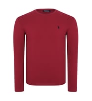 T9588 DEWBERRY BİSİKLET YAKA UZUN KOL T-SHIRT-BORDO