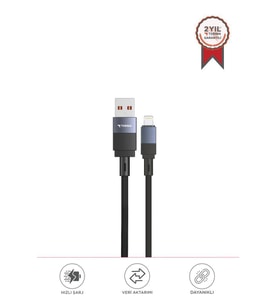 Torima U18 Siyah USB İle Lightning Şarj ve Data Kablosu
