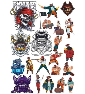 Korsan Sticker Set 6 20 Parça Telefon, Tablet, Defter, Laptop Sticker