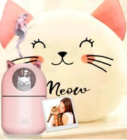 Kişiye Özel Sevimli Kedi Gece Lambalı H2o Oda Kokusu Nemlendirici & Kedi Yastık