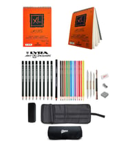 Canson XL A5 Eskiz Defterli Karakalem ve Kuruboya Kalemi Rulo Kalemlik Çizim Eskiz Seti