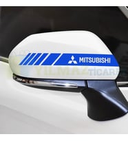 Mitsubishi Logo Yan Dikiz Ayna Şerit Oto Sticker Etiket Yapıştırma Çıkartma 3 Çift ( 20 X 2 Cm Ölçü )