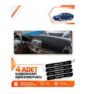 HYUNDAİ SONATA (2004-2007) Uyumlu Ön Torpido Koruma Kılıfı Halısı - Siyah Gri