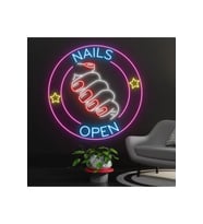 NAILS OPEN Yazılı ve Şekilli Neon Tabela