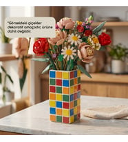Orta Boy El Yapımı Mozaik Seramik Vazo – Renkli Geometrik Desenli Vazo