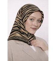 Kristal Eşarp - 06102 (Açık Vizon-Siyah)