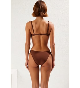Kadın Bikini Takımı Balconette Kaplı Balenli Üst Normal Bel Slip Alt Kolsuz Örme Kumaş Regular Kalıp