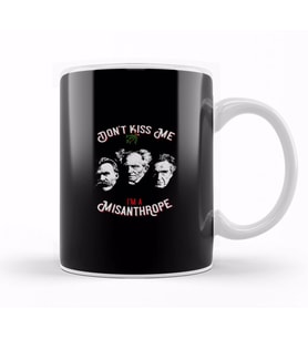 Nietzsche Schopenhauer Cioran Portrait No Mistletoe Don't Kiss Me I'm A Misanthrope Philosophy Kupa Bardak Porselen
