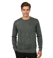 Erkek Spor Sıfır Yaka Taşlama Yıkamalı Regular Fit Kazak BGL-ST04952 (Haki)