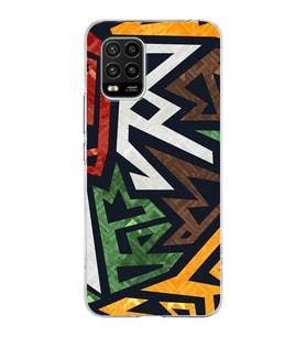 Xiaomi Mi 10 Lite Uyumlu Kapak Soyut Grafiti Tasarımlı Şeffaf Silikon Kılıf