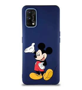 Realme 7 Pro Soft Premier Kapak Mickey Mouse-C Tasarımlı Silikon Kılıf - Lacivert (Şeffaf)