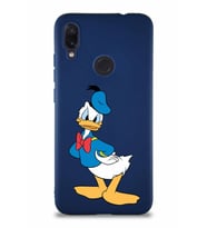Xiaomi Redmi Note 7 Soft Premier Kapak Donald Duck-D Tasarımlı Silikon Kılıf - Lacivert (Şeffaf)