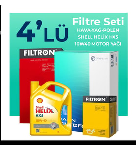 Filtron Fiat Stilo 1.6 Filtre Bakım Seti Shell Motor Yağlı (2001-2008) 4 Lü